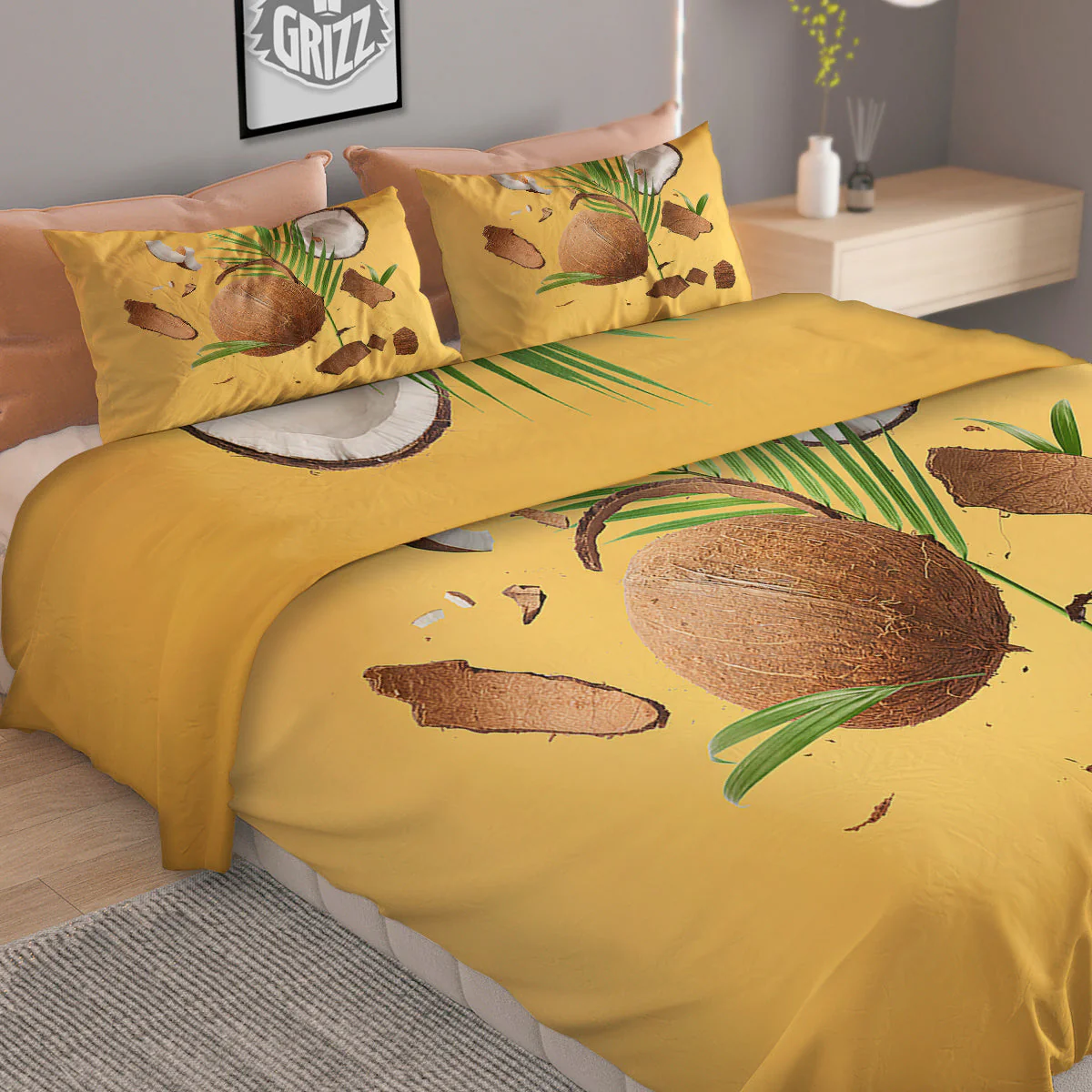 3D Coconut Print Duvet Cover Bedding Set - Image 2