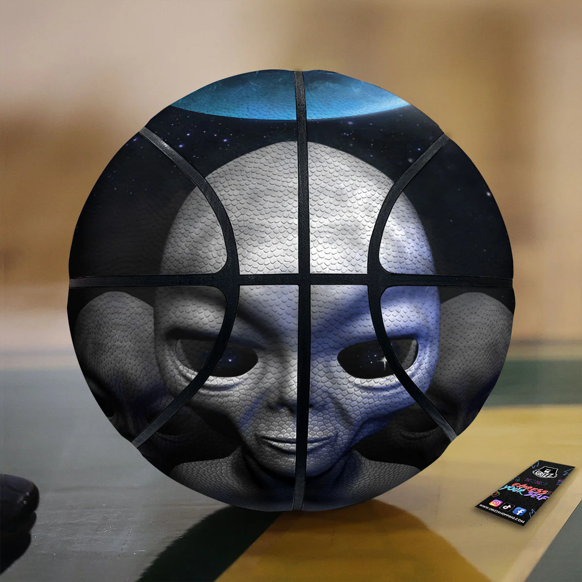 3D Grey Alien Print Basketball