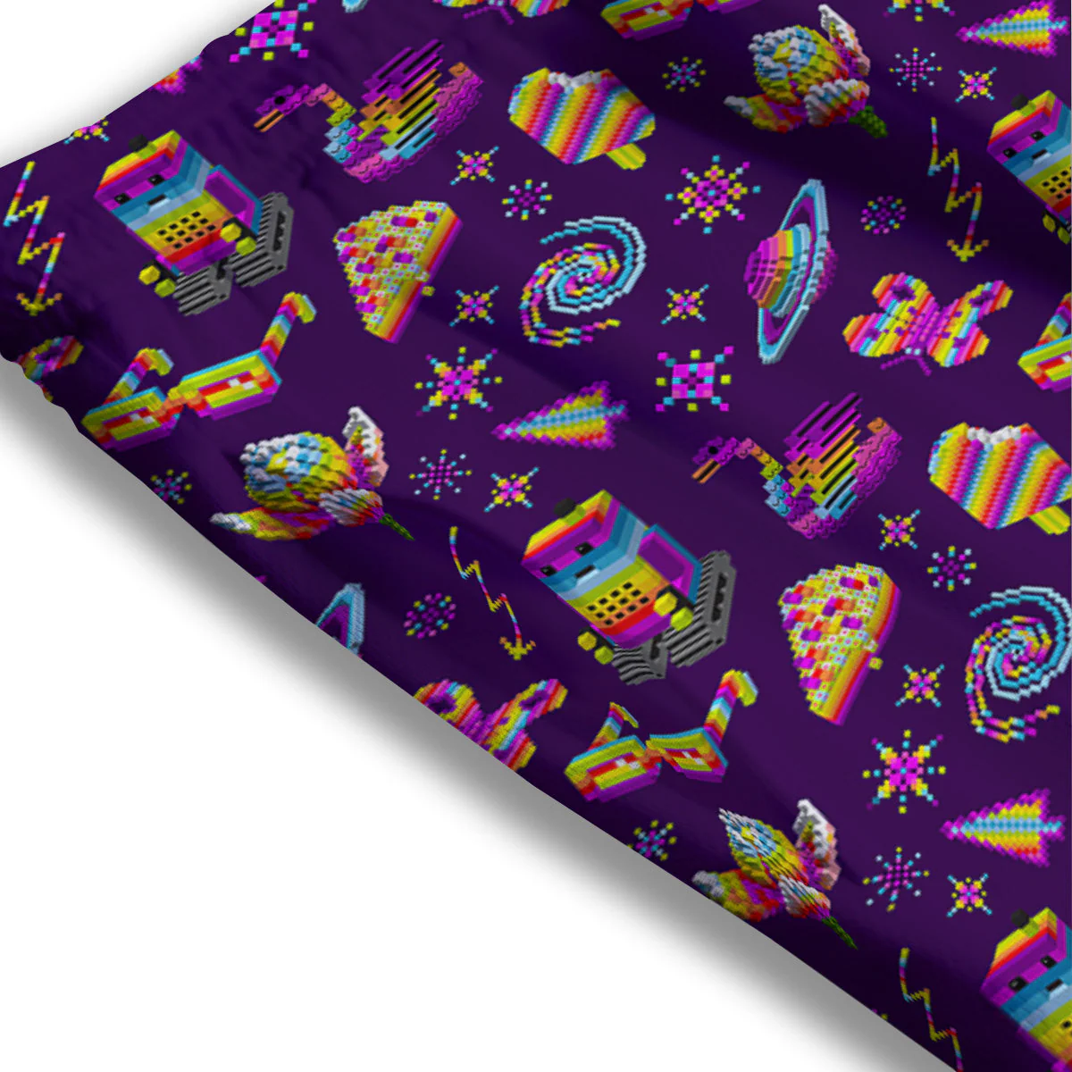 3D Pixel Cartoon Print Pattern Mesh Shorts - Image 3