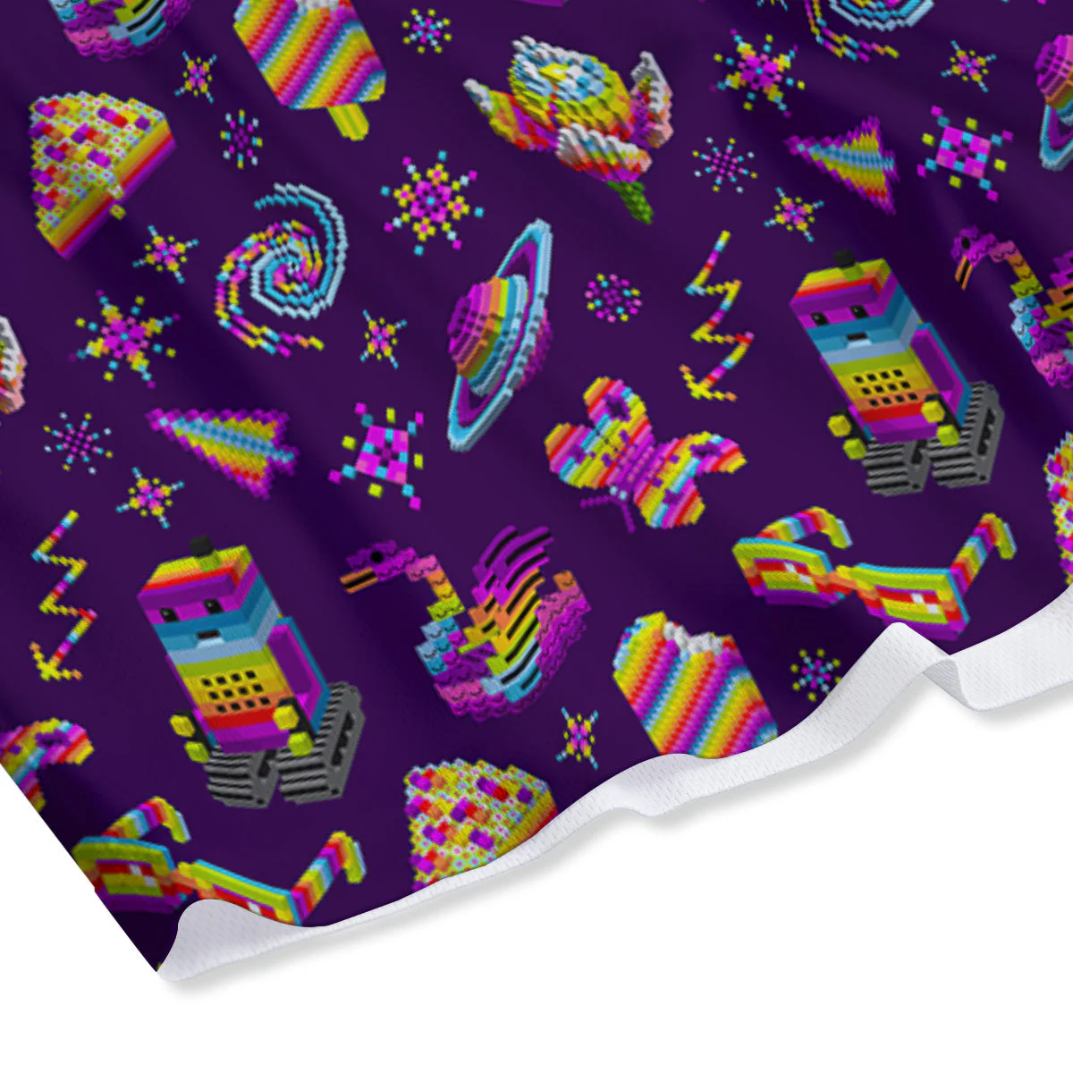 3D Pixel Cartoon Print Pattern Mesh Shorts - Image 4