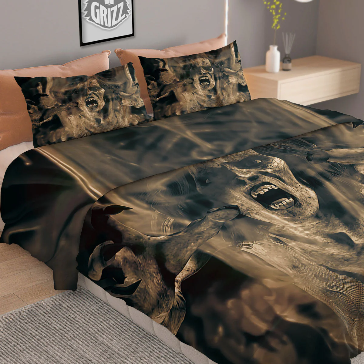 3D Screaming Ghost Horror Print Duvet Cover Bedding Set - Image 2