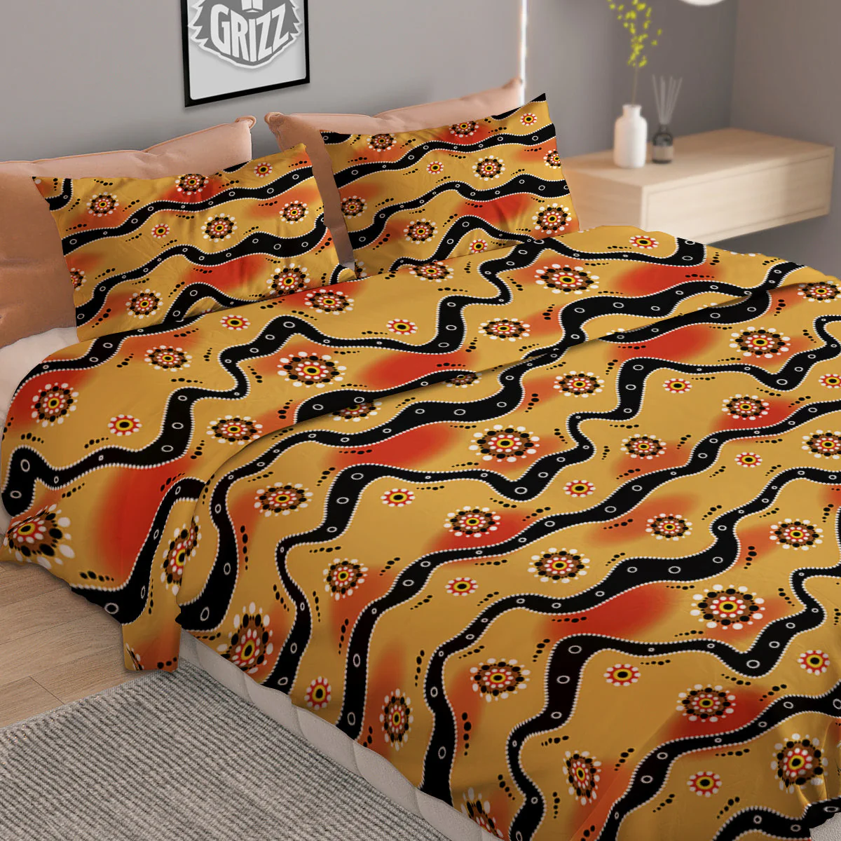 Aboriginal Australian Print Pattern Duvet Cover Bedding Set - Image 2