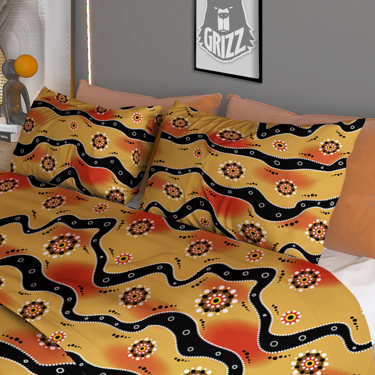 Aboriginal Australian Print Pattern Duvet Cover Bedding Set - Image 3