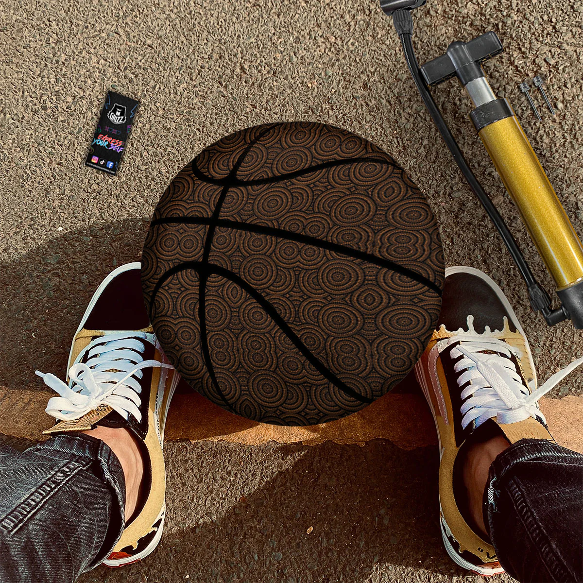 Aboriginal Dot Brown Print Pattern Basketball - Image 3