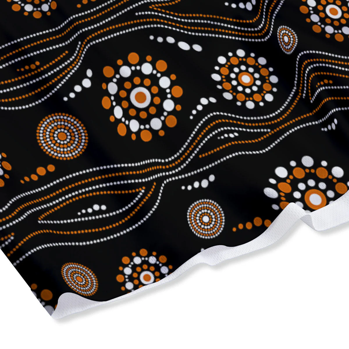 Aboriginal Orange And White Dot Print Pattern Mesh Shorts - Image 4