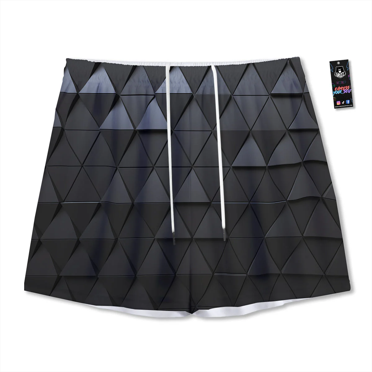 Abstract 3D Geometric Triangle Print Mesh Shorts