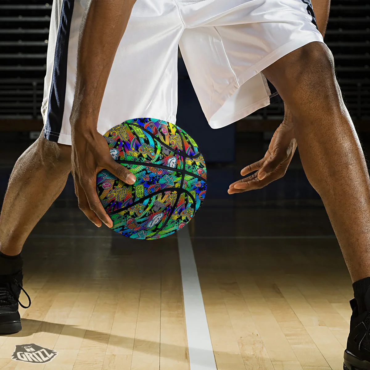 Abstract Alien Graffiti Text Print Pattern Basketball - Image 3