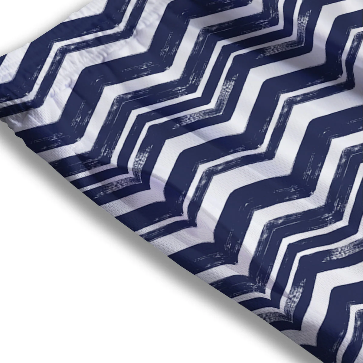 Abstract Chevron Watercolor Blue Print Pattern Mesh Shorts - Image 3