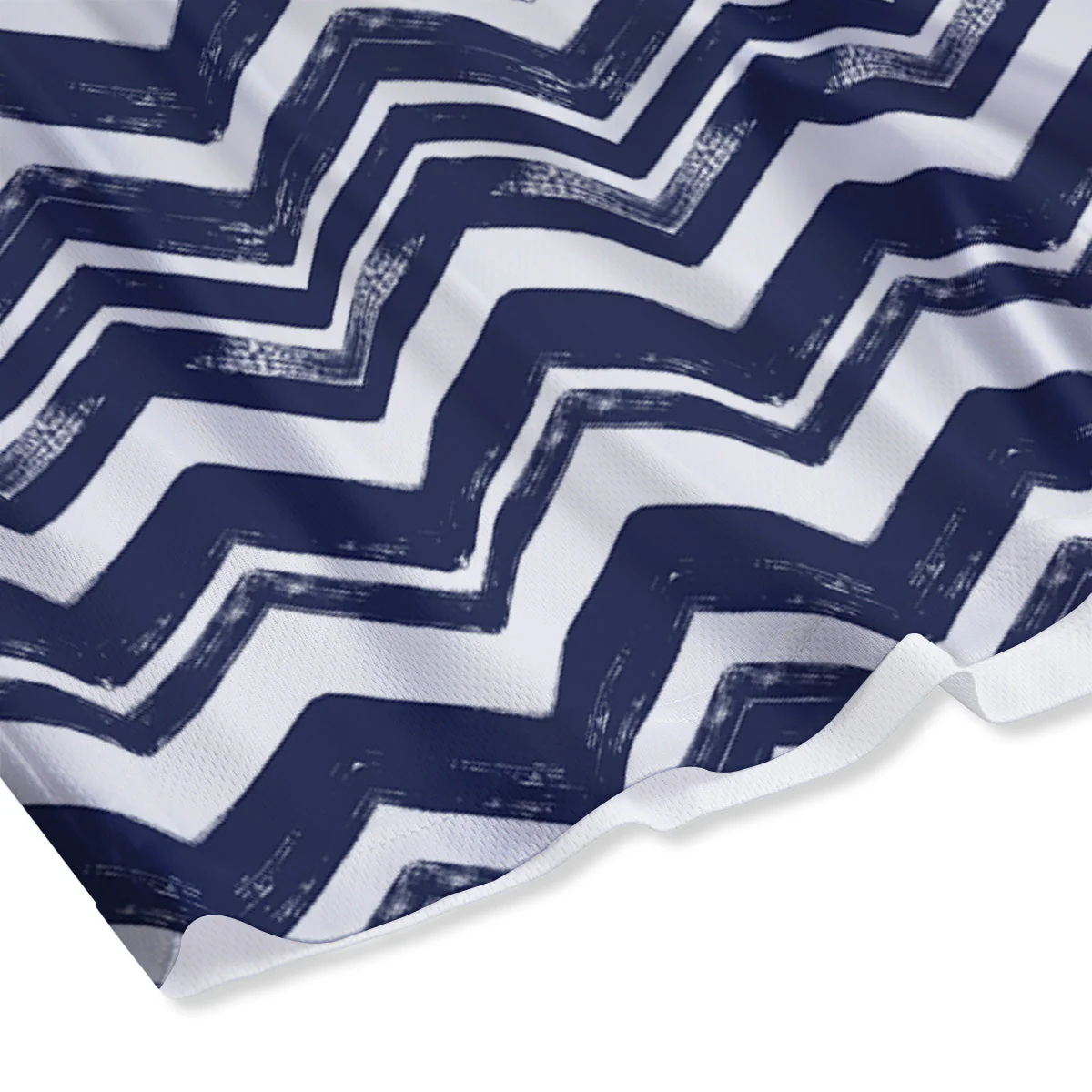 Abstract Chevron Watercolor Blue Print Pattern Mesh Shorts - Image 4