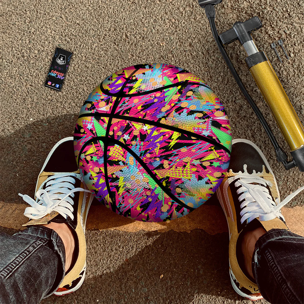 Abstract Colorful And Lightning Dot Print Pattern Basketball - Image 2