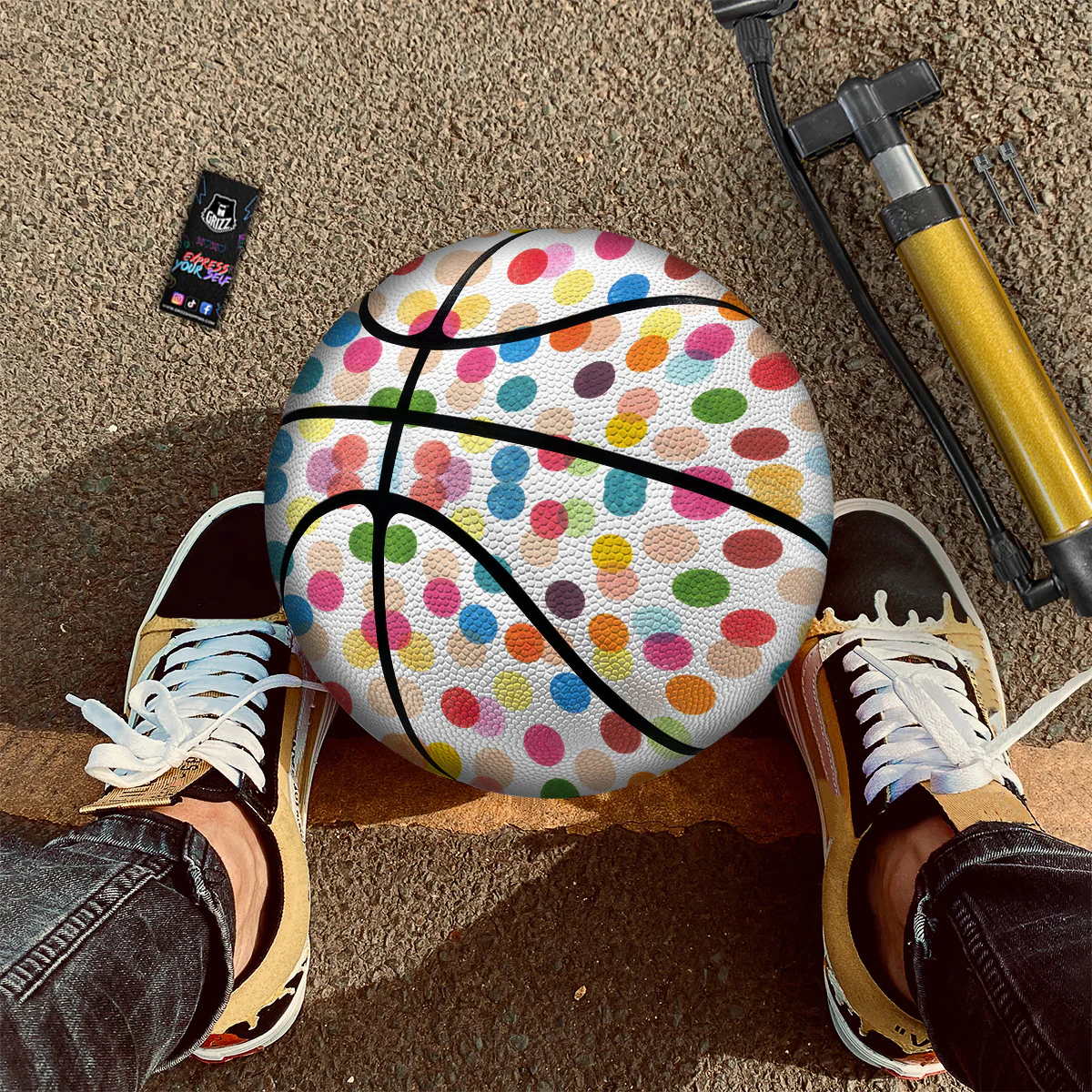Abstract Colorful Polka Dots Print Pattern Basketball - Image 2