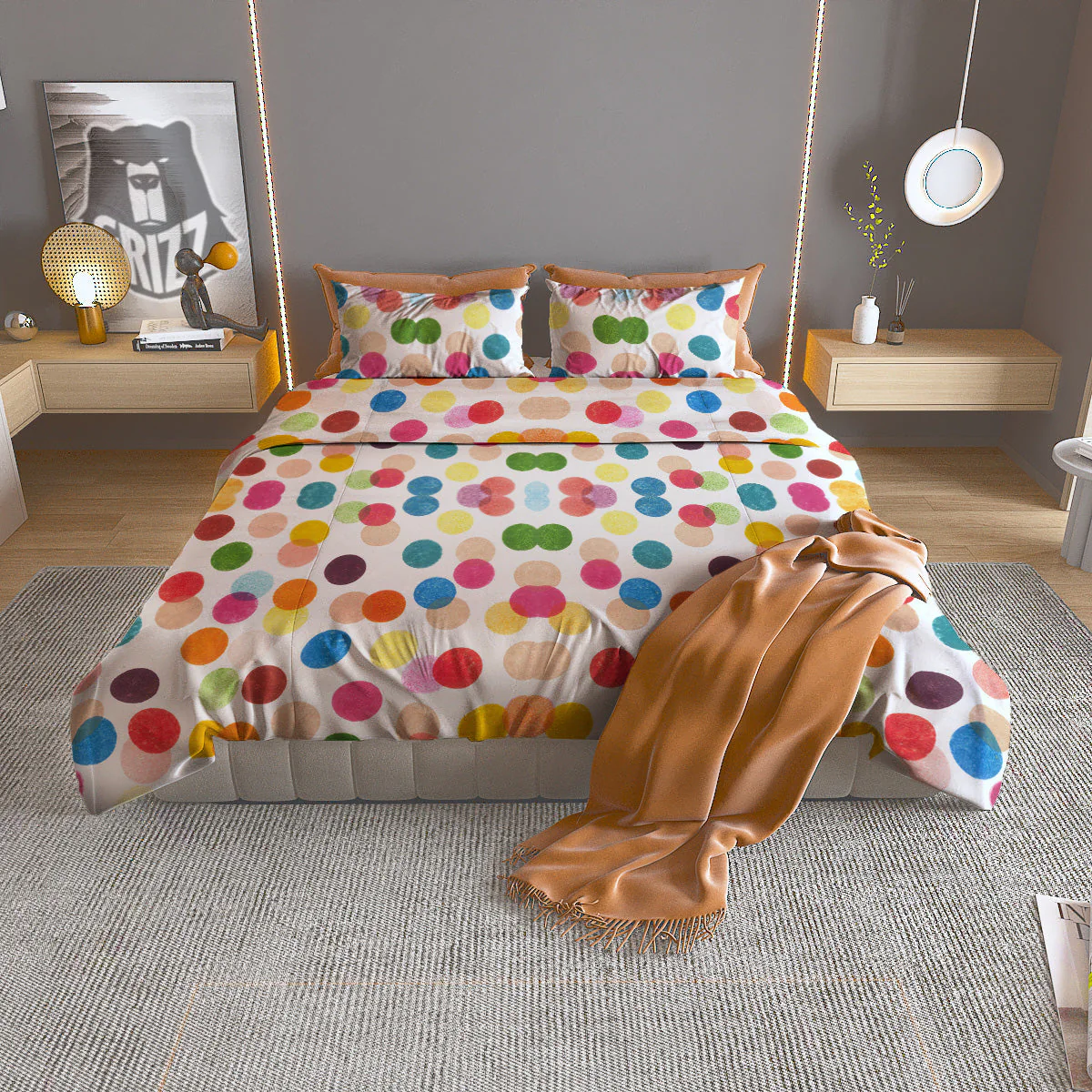 Abstract Colorful Polka Dots Print Pattern Duvet Cover Bedding Set