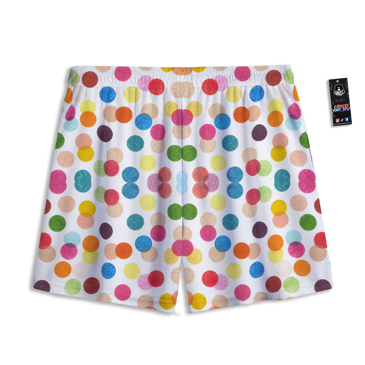Abstract Colorful Polka Dots Print Pattern Mesh Shorts - Image 2