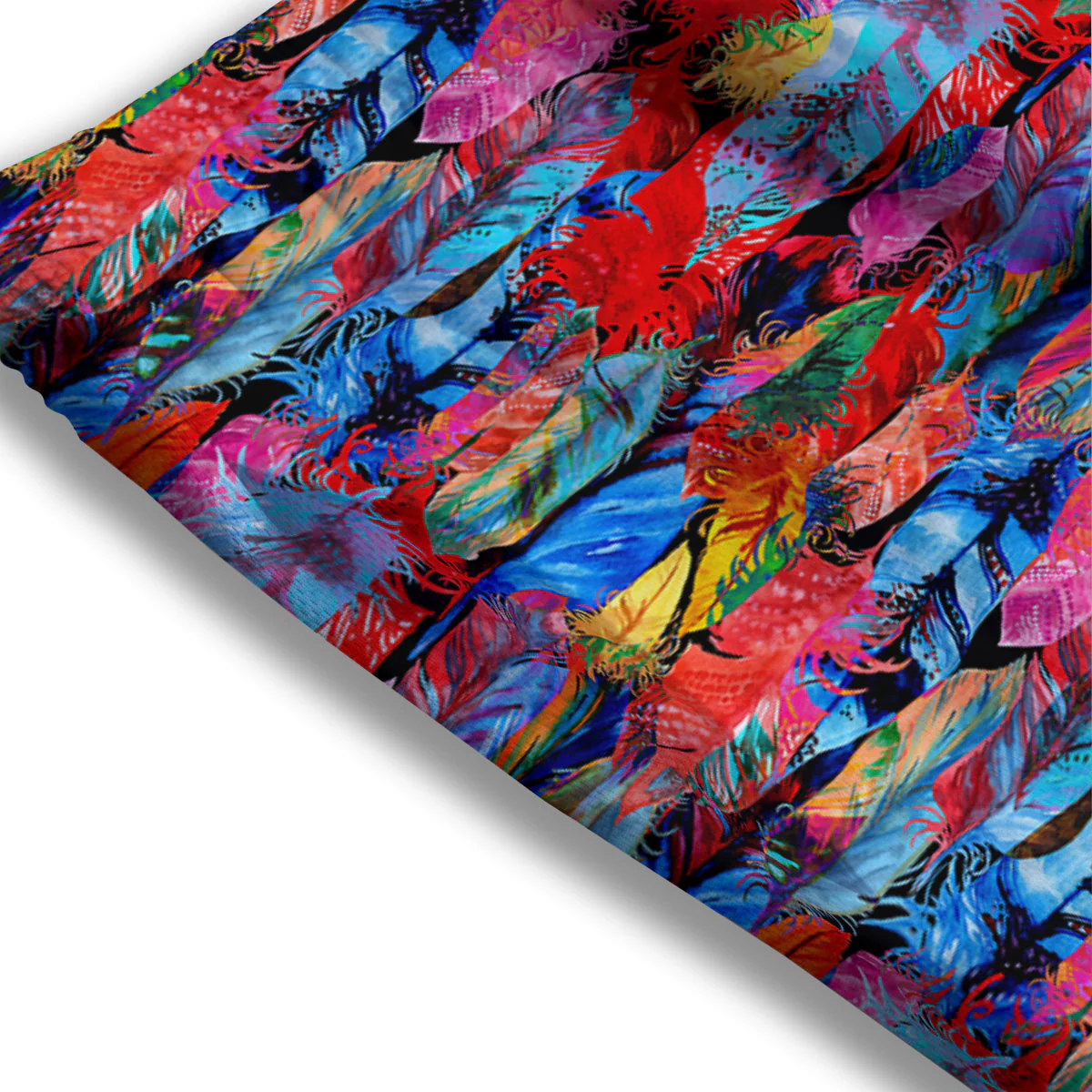 Abstract Feather Watercolor Boho Print Pattern Mesh Shorts - Image 3