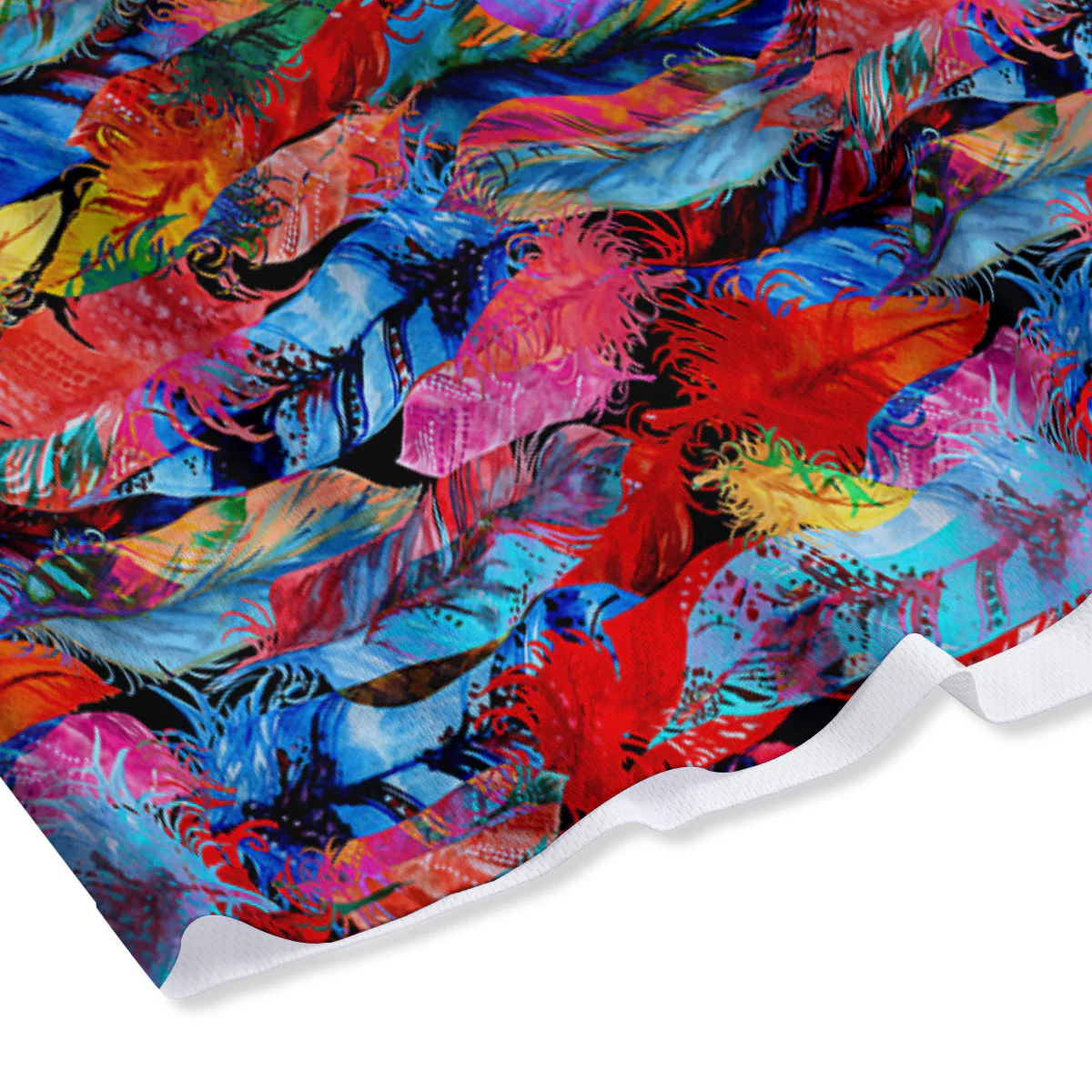 Abstract Feather Watercolor Boho Print Pattern Mesh Shorts - Image 4