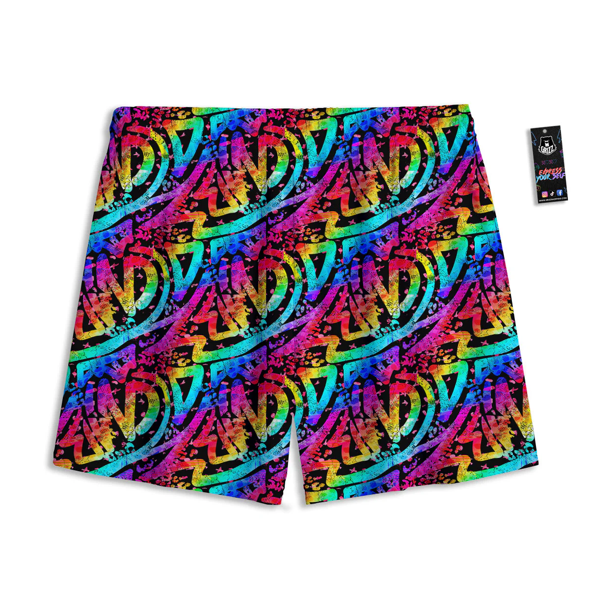 Abstract Graffiti Colorful Paint Print Pattern Mesh Shorts - Image 2