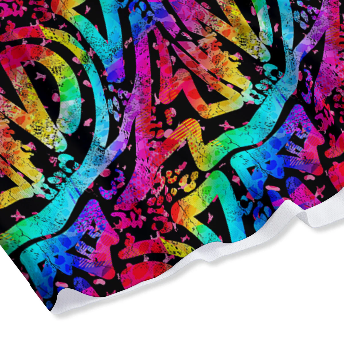 Abstract Graffiti Colorful Paint Print Pattern Mesh Shorts - Image 4