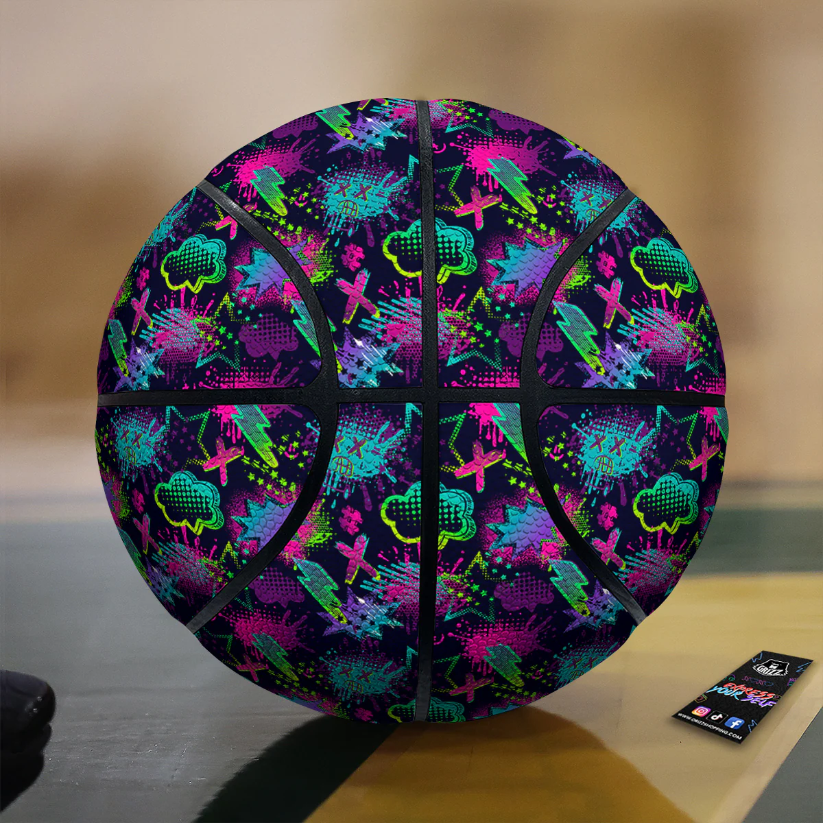 Abstract Graffiti Emoji Print Pattern Basketball