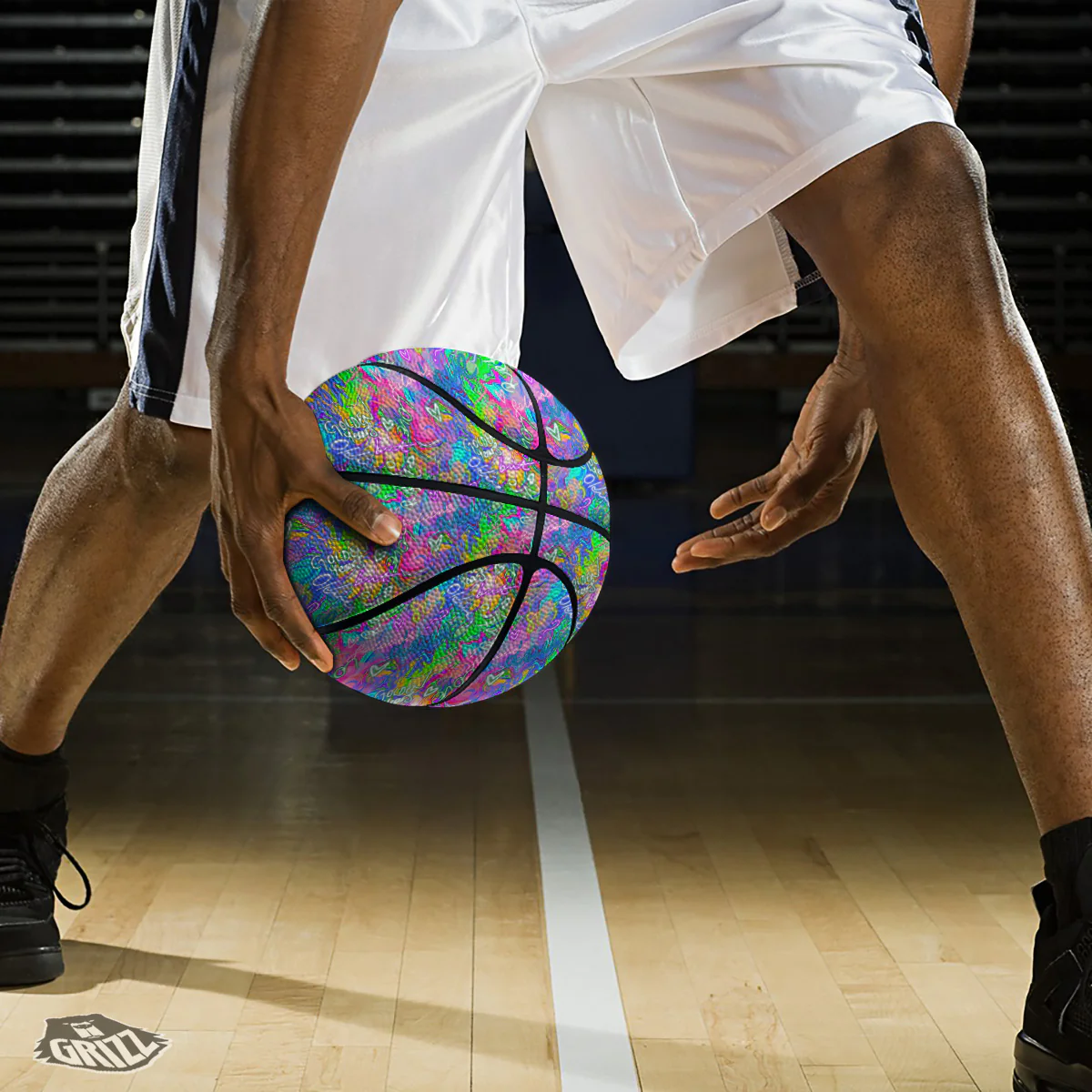 Abstract Graffiti Hand Drawing Neon Retro Print Pattern Basketball - Image 3