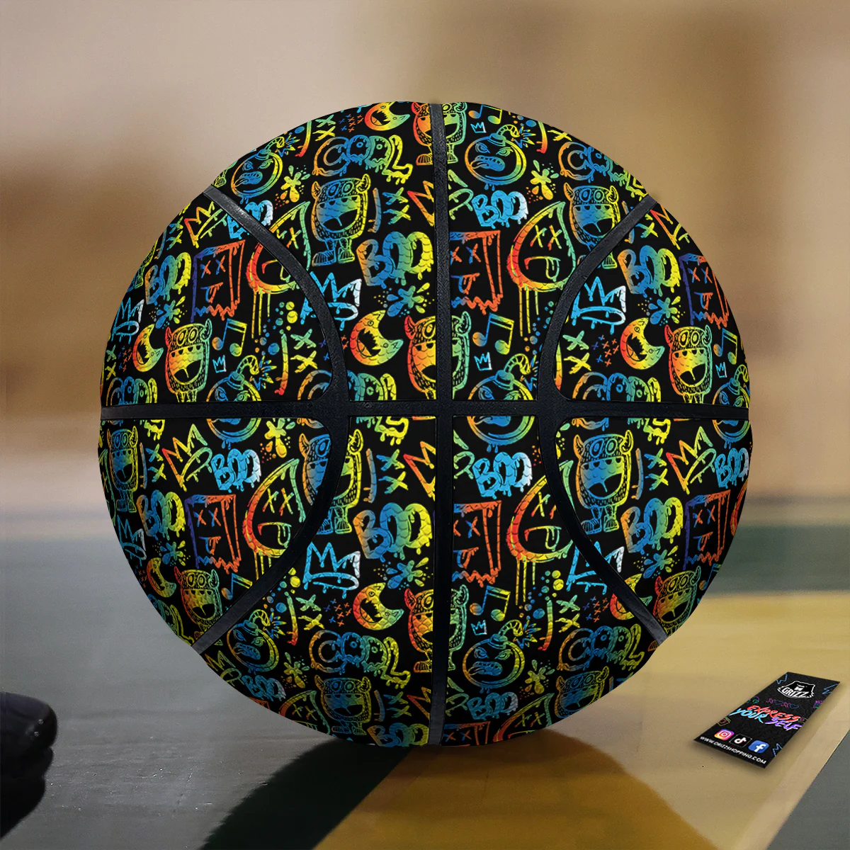 Abstract Graffiti Neon Monsters Print Pattern Basketball