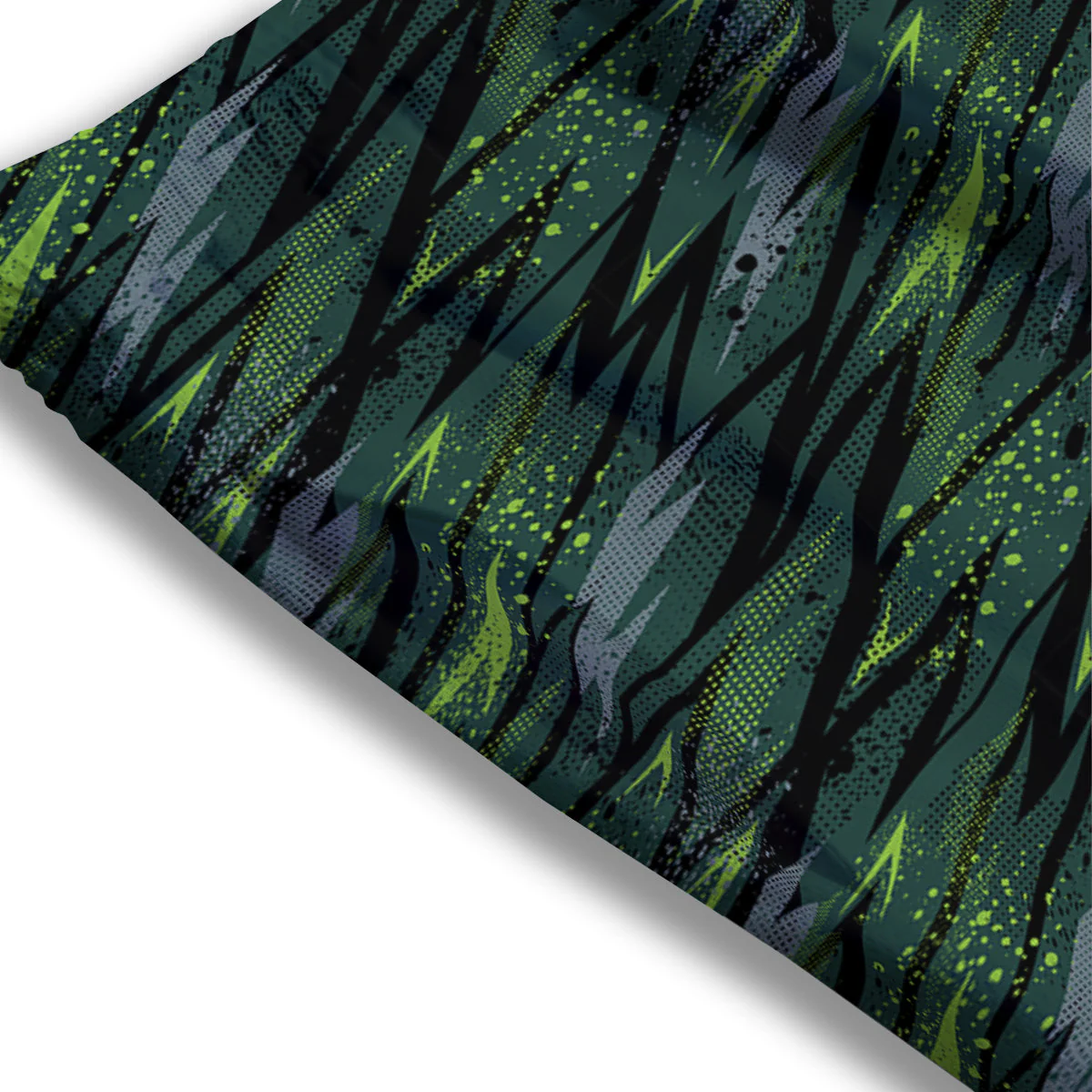 Abstract Green Lightning Print Pattern Mesh Shorts - Image 3