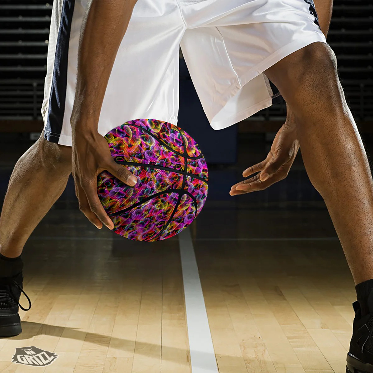 Abstract Hearts Neon Print Pattern Basketball - Image 3