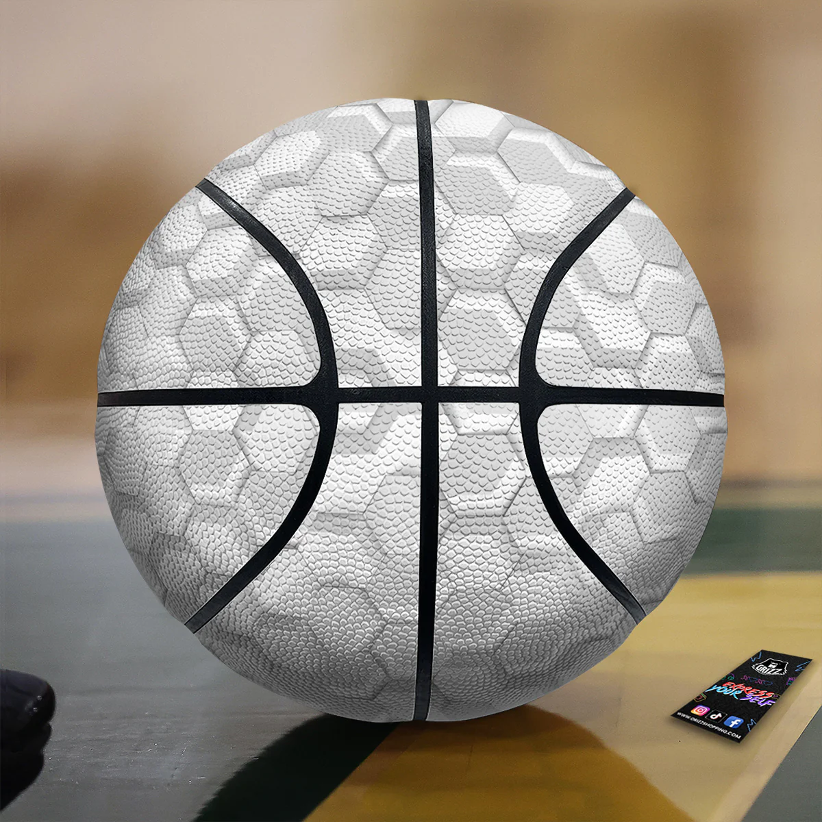 Abstract Hexagonal White 3D Print Pattern Basketball