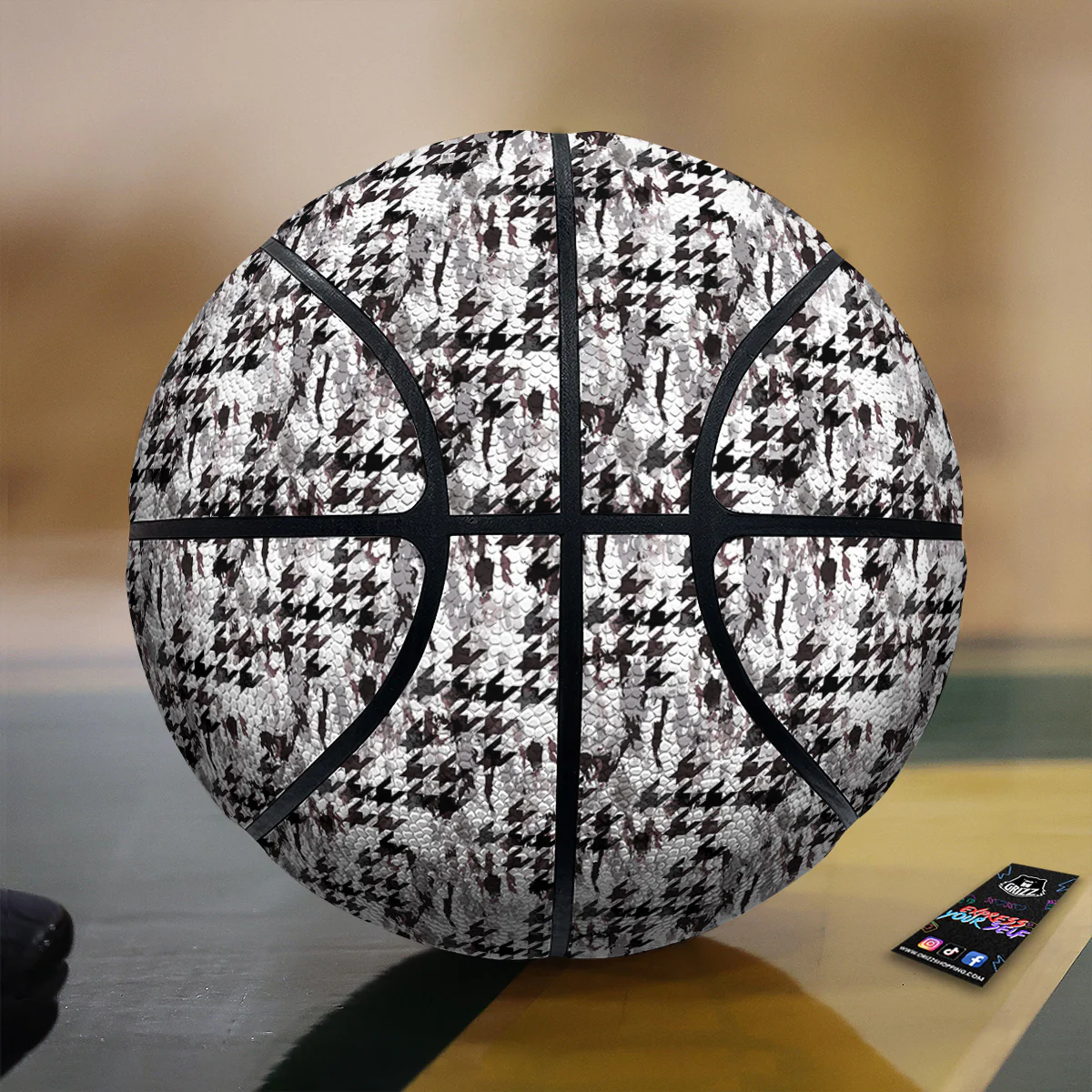 Abstract Houndstooth And Camo Print Pattern Basketball