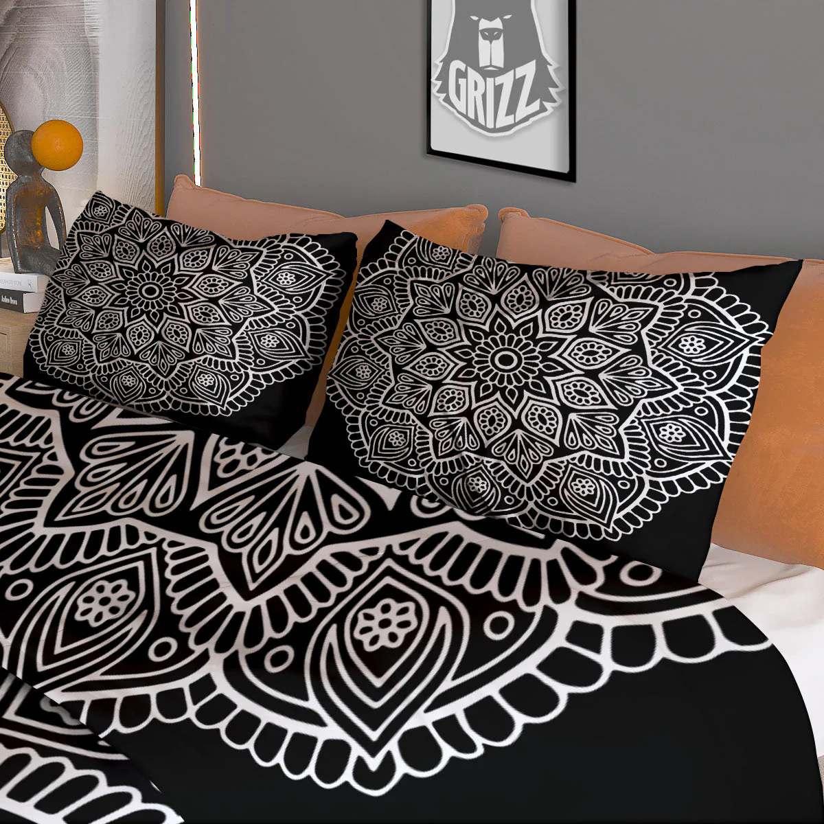 Abstract Mandala White And Black Print Duvet Cover Bedding Set - Image 3