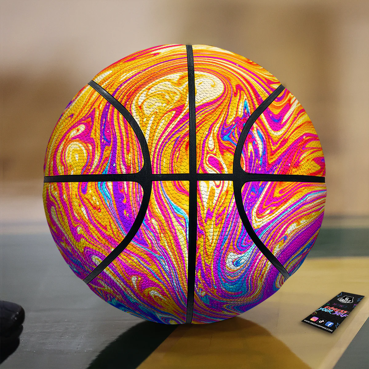 Abstract Orange Psychedelic Print Basketball