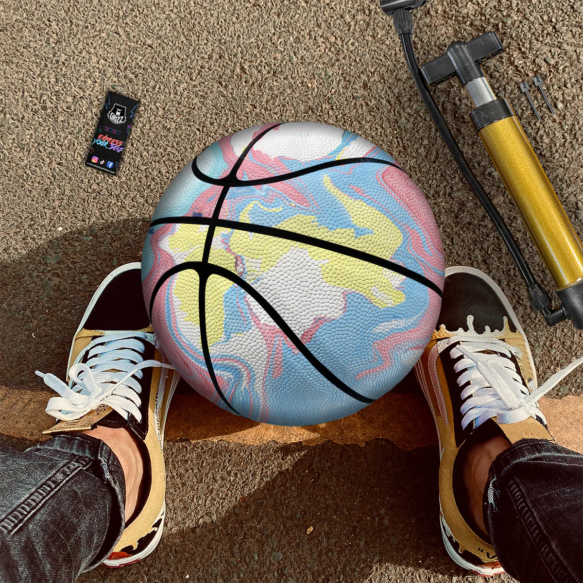 Abstract Pastel Texture Marble Print Basketball - Image 2