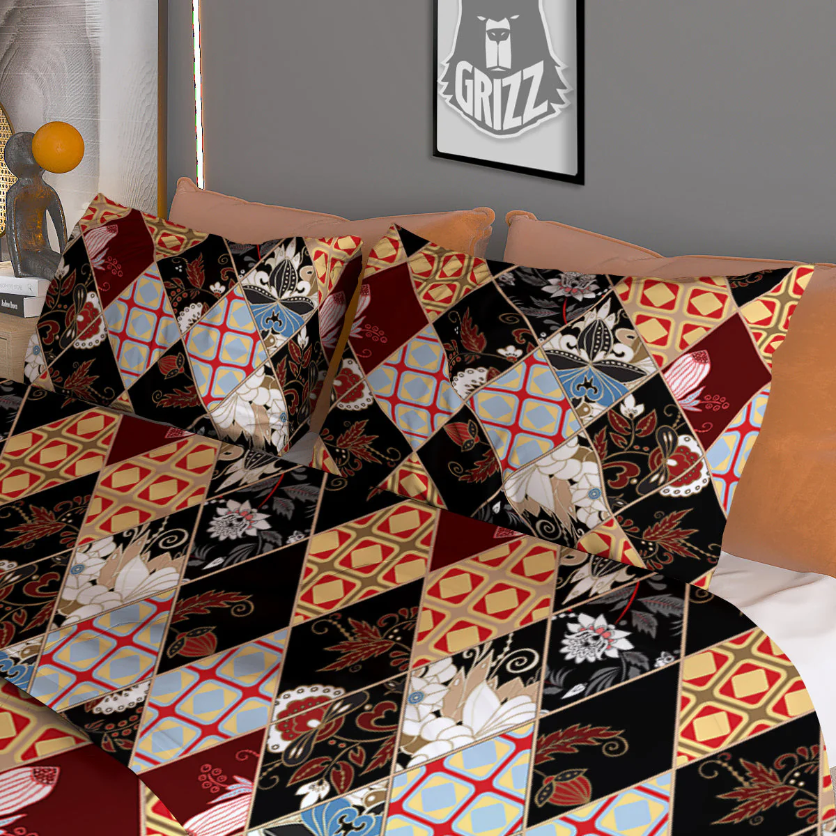 Abstract Patchwork Floral Print Pattern Duvet Cover Bedding Set - Image 3
