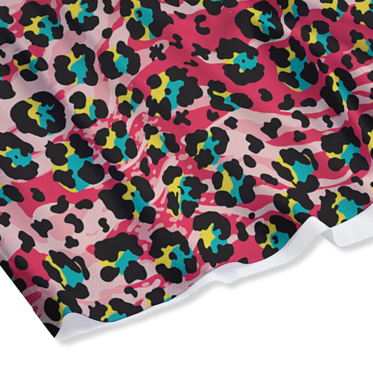 Abstract Pink Leopard Skin Print Pattern Mesh Shorts - Image 4