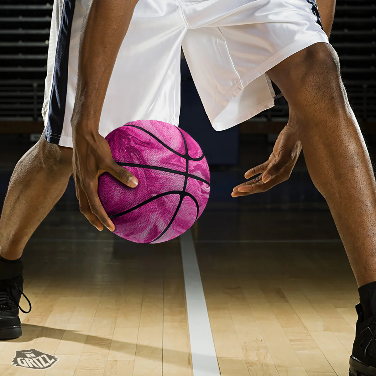 Abstract Pink Marble Print Basketball - Image 3