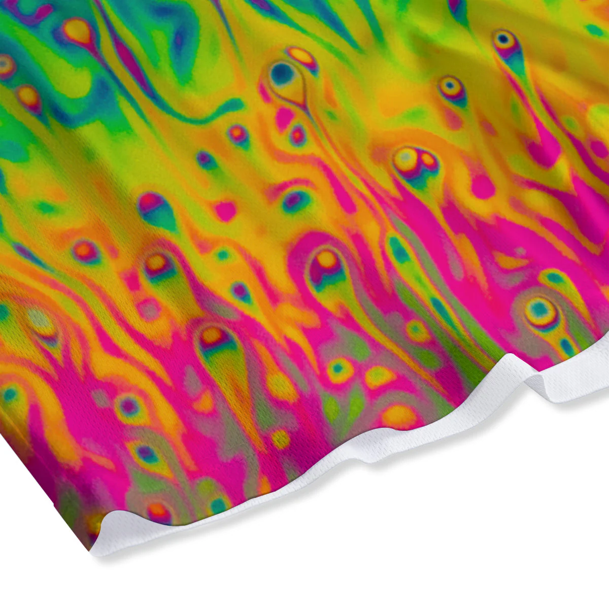 Abstract Psychedelic Rainbow Acid Print Mesh Shorts - Image 4
