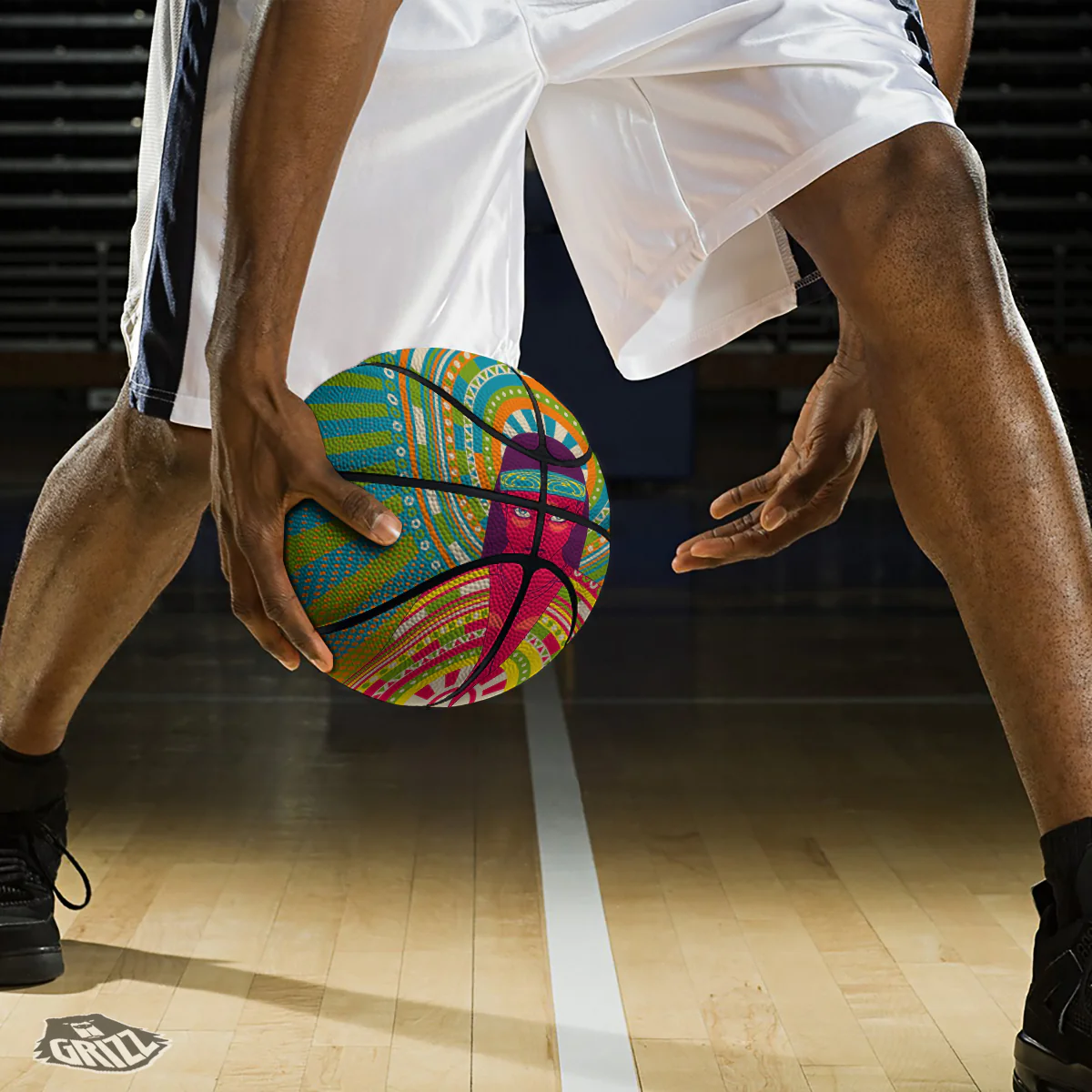 Abstract Psychedelic Women Print Basketball - Image 3