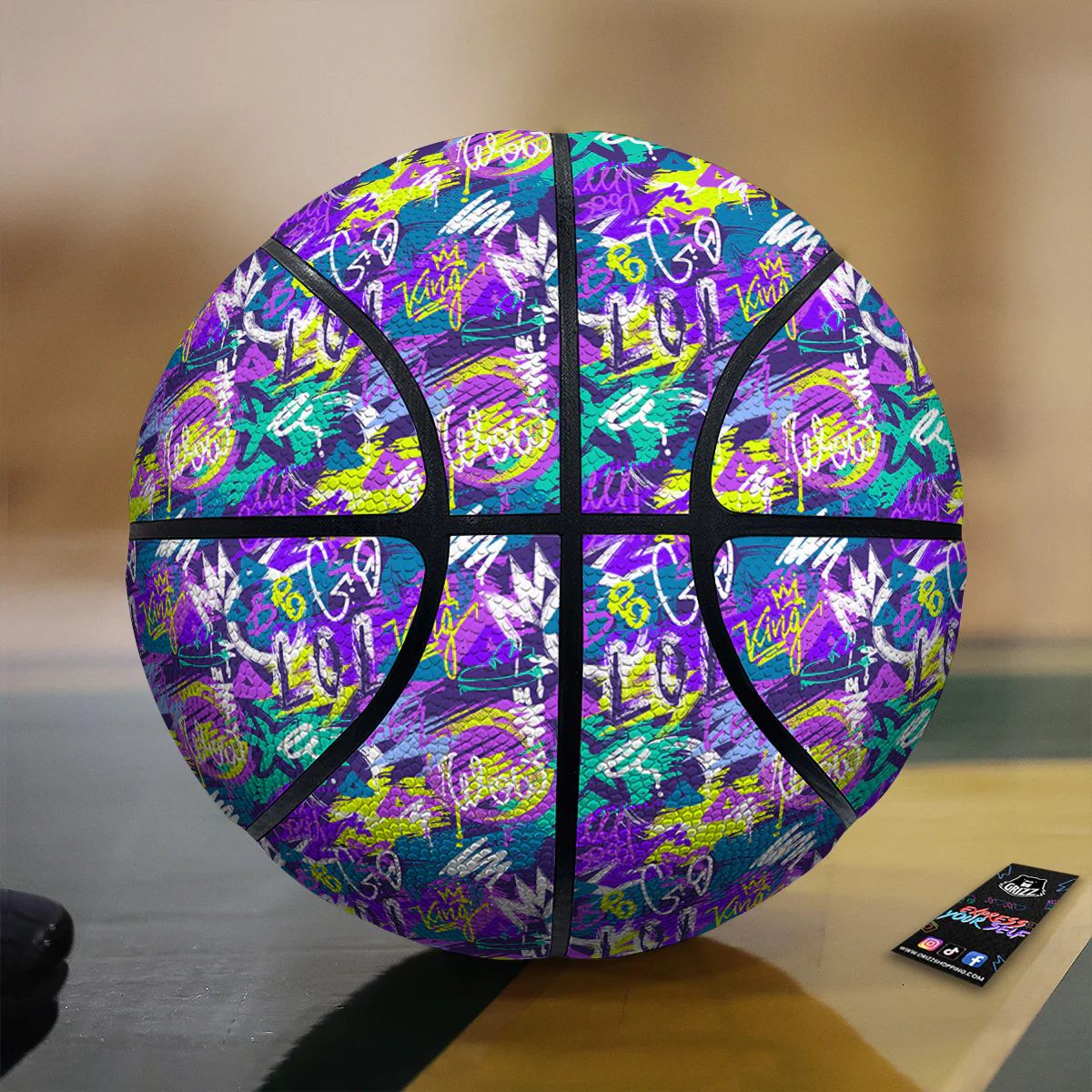 Abstract Purple Graffiti Print Pattern Basketball