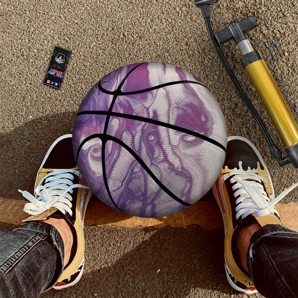 Abstract Purple Liquid Marble Print Basketball - Image 2