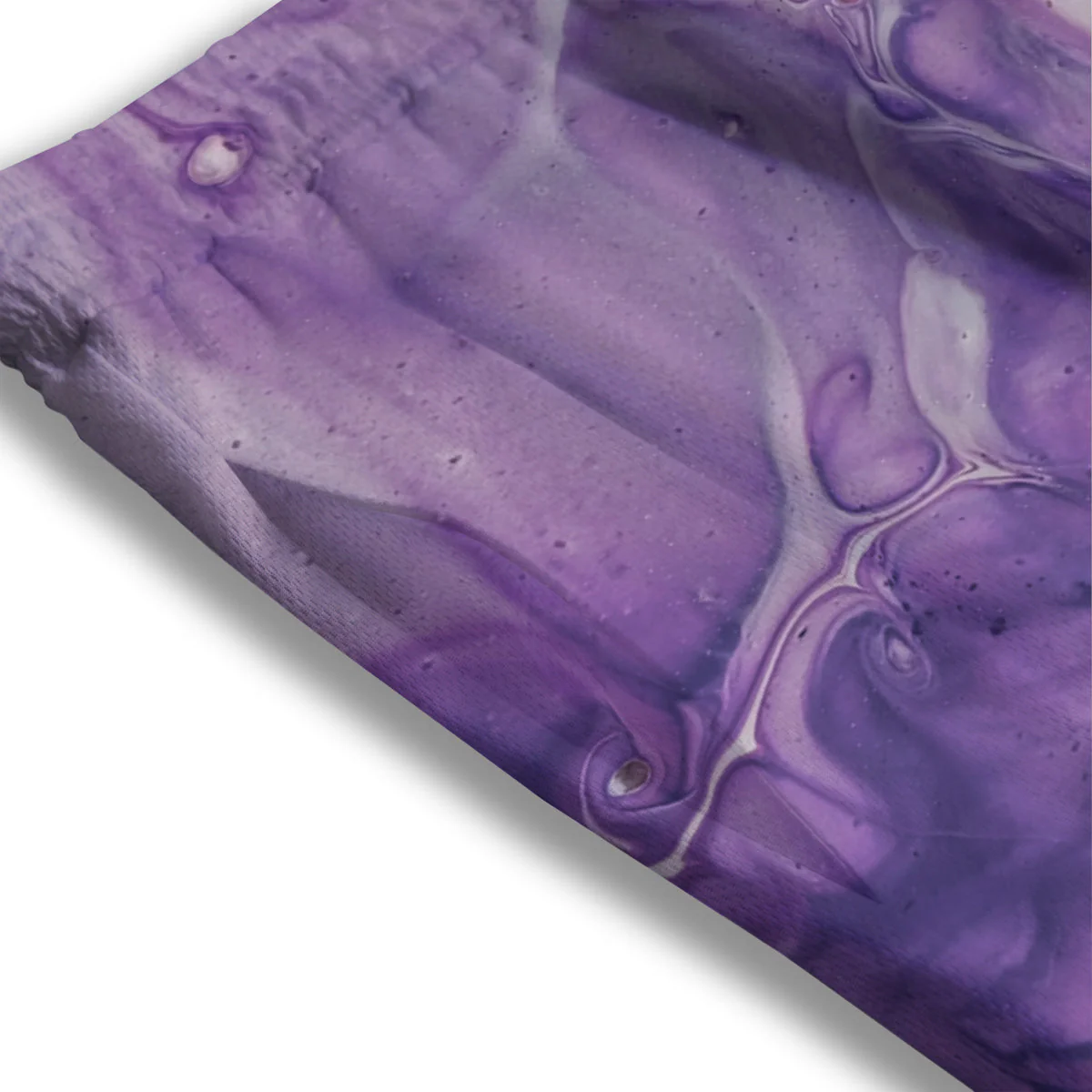 Abstract Purple Liquid Marble Print Mesh Shorts - Image 3