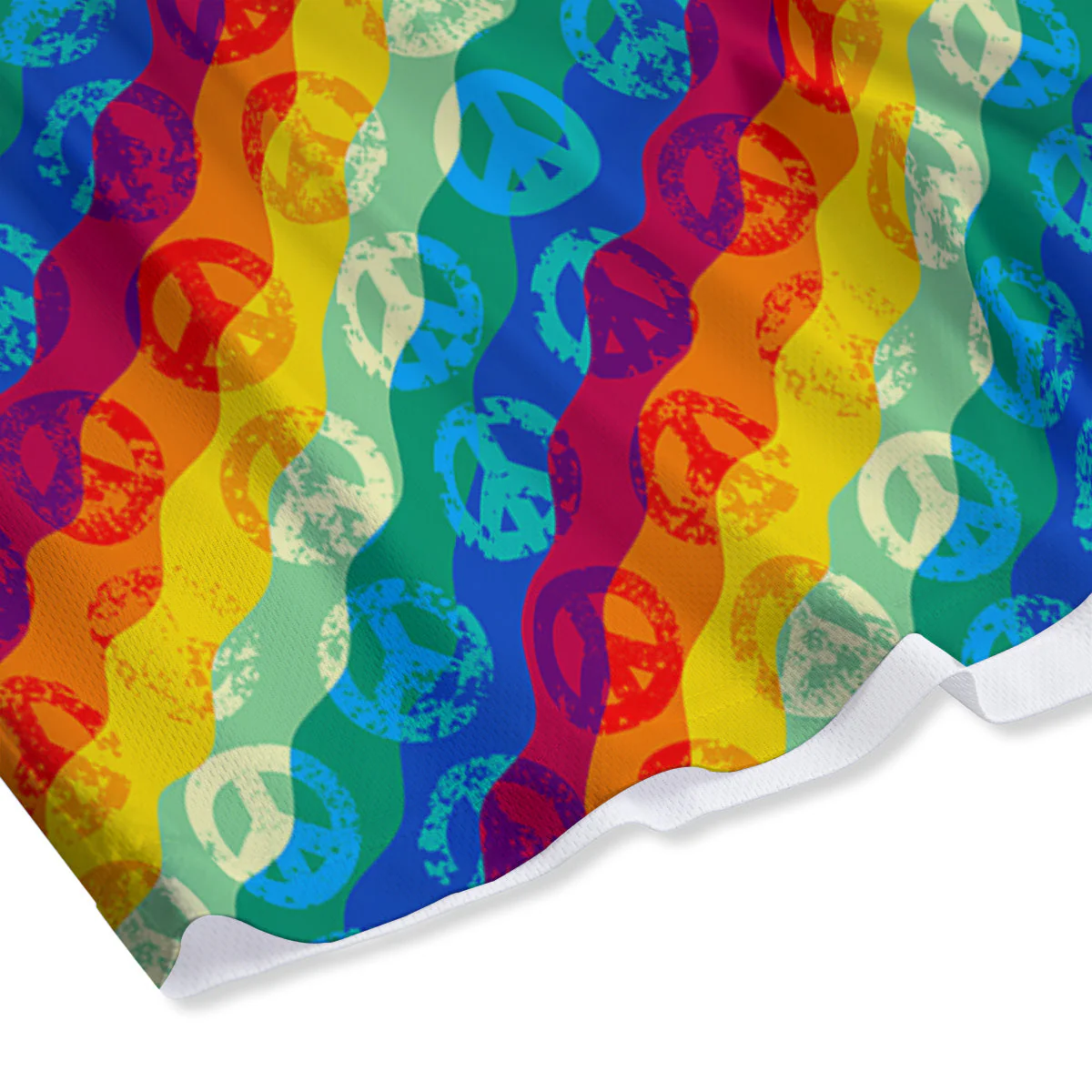 Abstract Rainbow Peace Signs And LGBT Print Pattern Mesh Shorts - Image 4