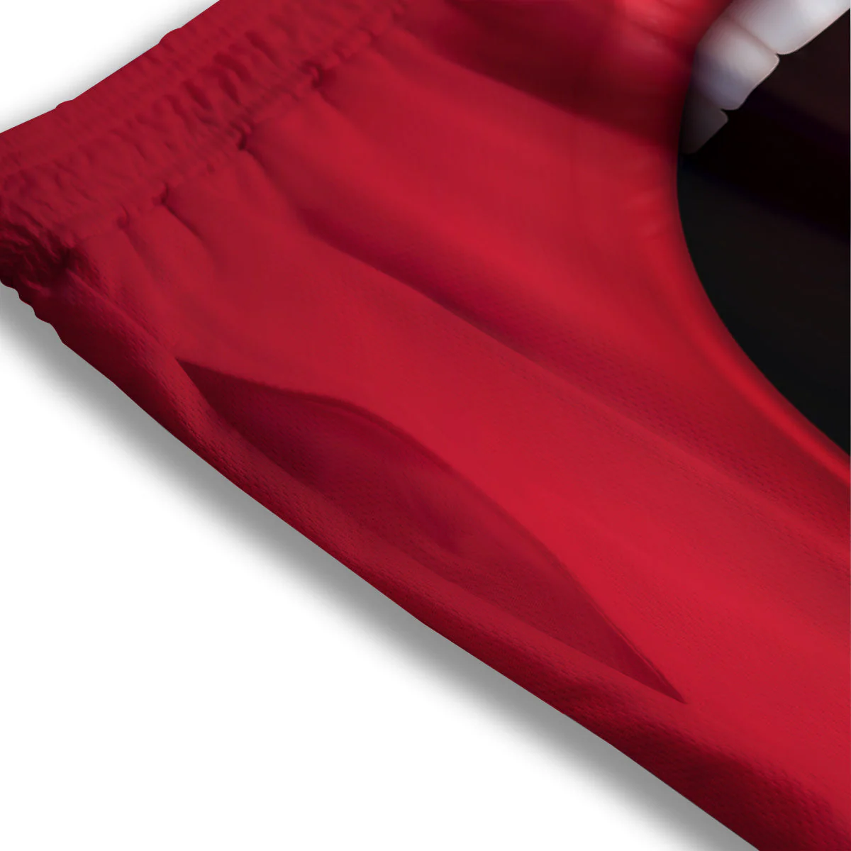 Abstract Scream Red Mouth Print Mesh Shorts - Image 3
