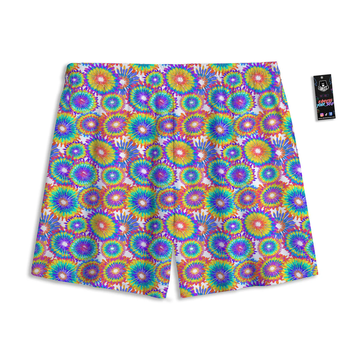 Abstract Sunflower Colorful Print Pattern Mesh Shorts - Image 2