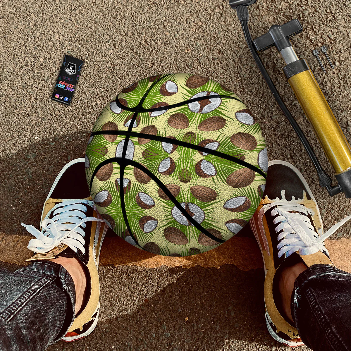 Abstract Tropical Coconut Print Pattern Basketball - Image 2