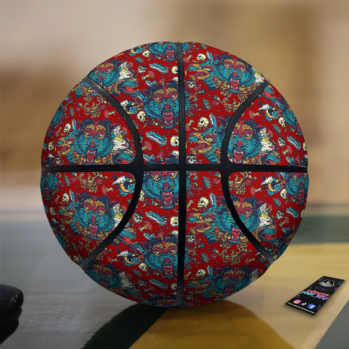 Abstract Wolf Fairy Tale Tattoo Print Pattern Basketball