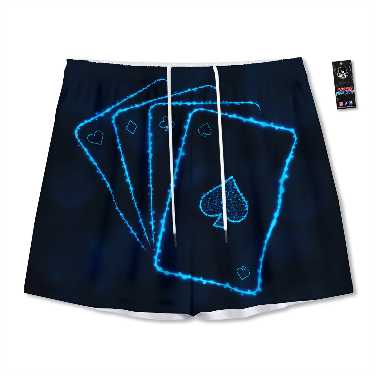 Ace Card Blue Print Mesh Shorts