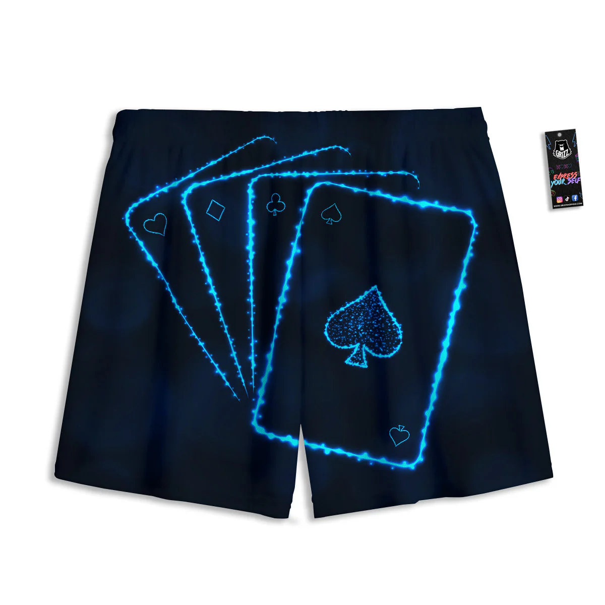 Ace Card Blue Print Mesh Shorts - Image 2