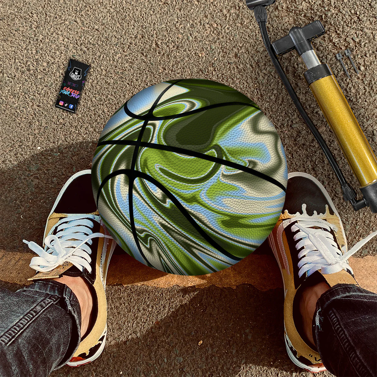 Acid Melt Green Print Basketball - Image 2