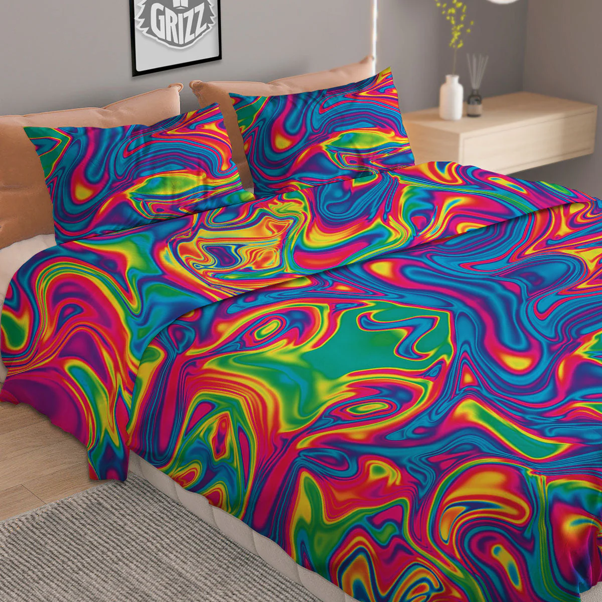 Acid Psychedelic Print Pattern Duvet Cover Bedding Set - Image 2