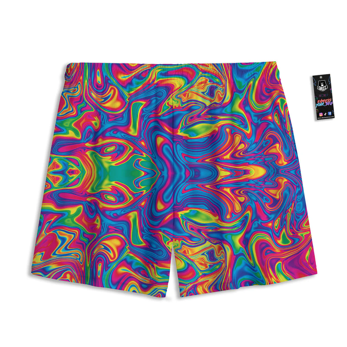 Acid Psychedelic Print Pattern Mesh Shorts - Image 2