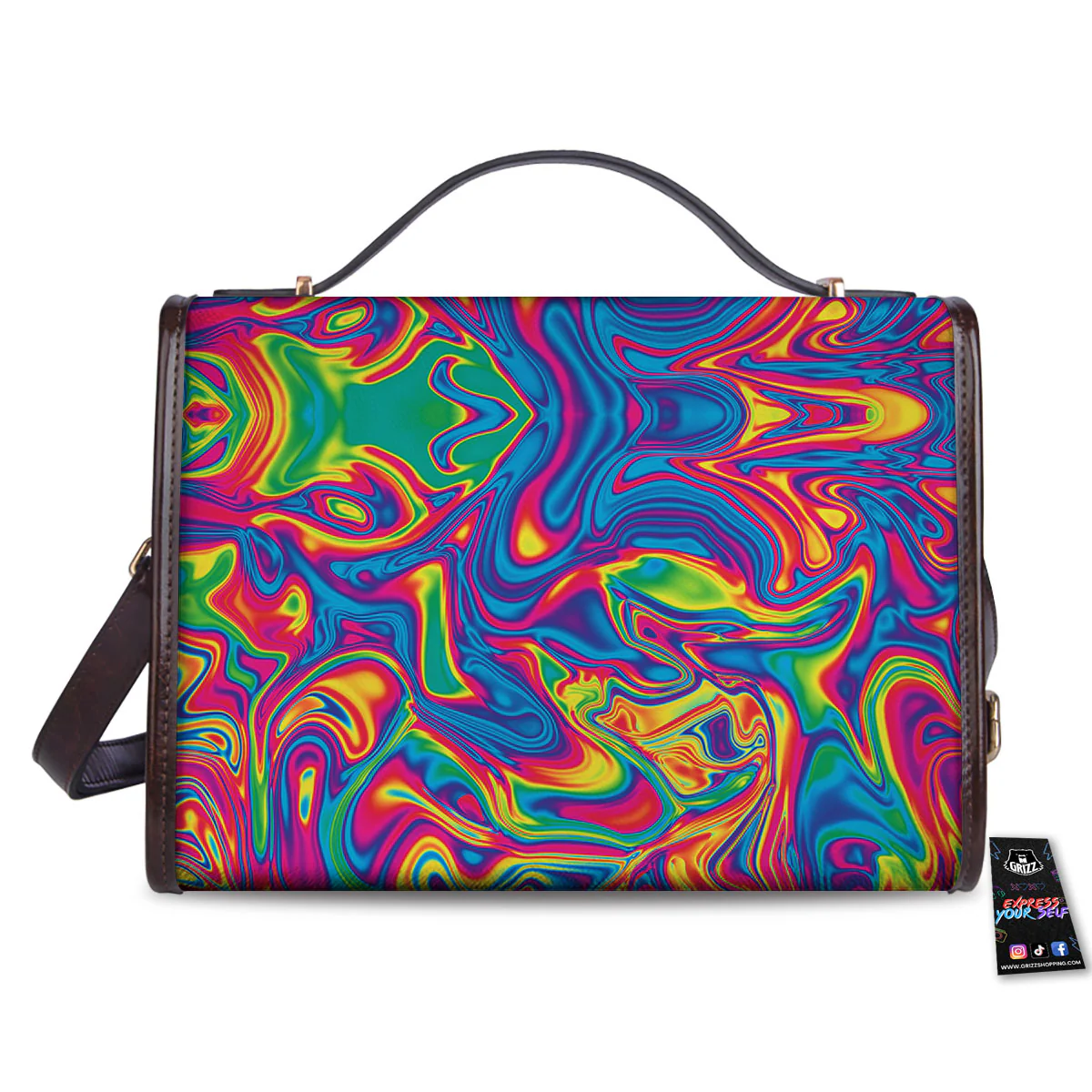 Acid Psychedelic Print Pattern Women's Satchel Bag - Image 2